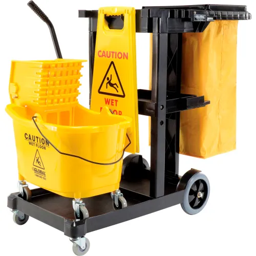 WB800308-global-industrial-janitorial-cart-with-mop-bucket-and-caution-sign