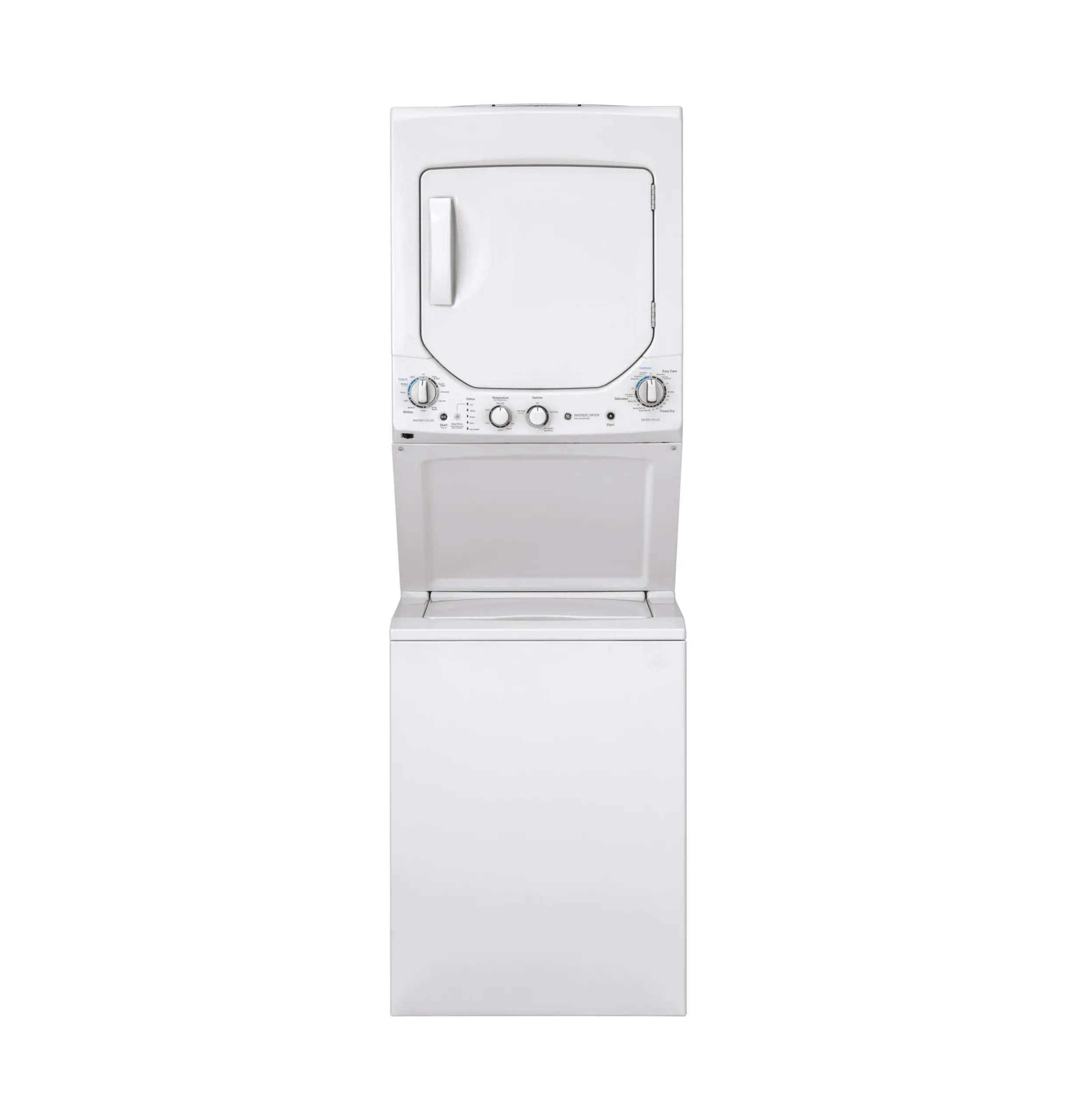 GE Unitized Spacemaker Stacked Residential Laundry Center - 2.3 Cu. Ft. Washer - Electric Dryer - White