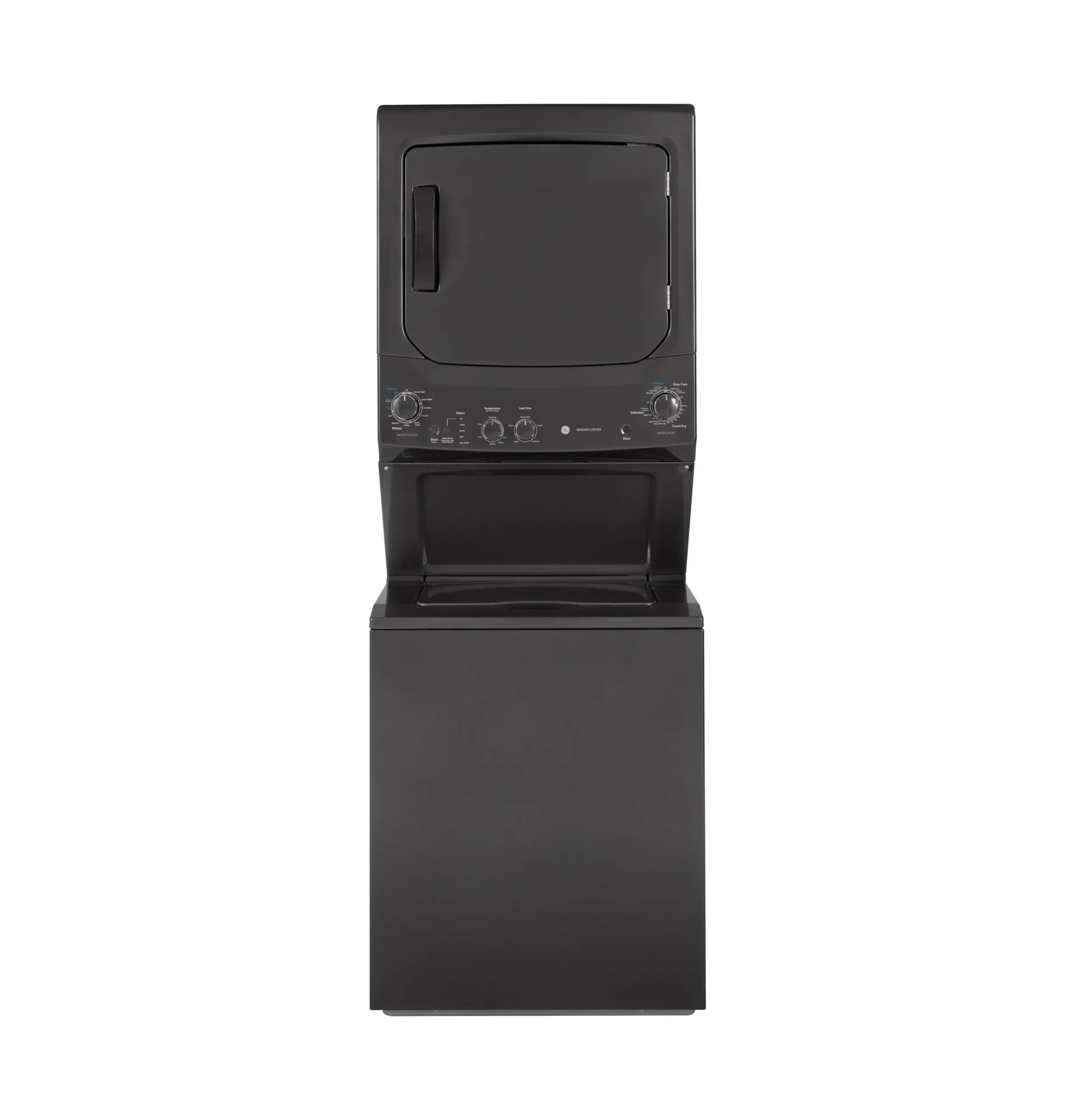 GE Unitized Spacemaker Stacked Residential Laundry Center - 3.4 Cu. Ft. Washer - Electric Dryer - Diamond Gray
