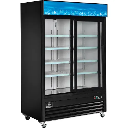 Nexel 45 Cu. Ft. Merchandiser Refrigerator - 2 Glass Doors - Black