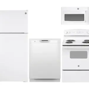 GE White Kitchen Package - 15.6 Cu. Ft. Refrigerator